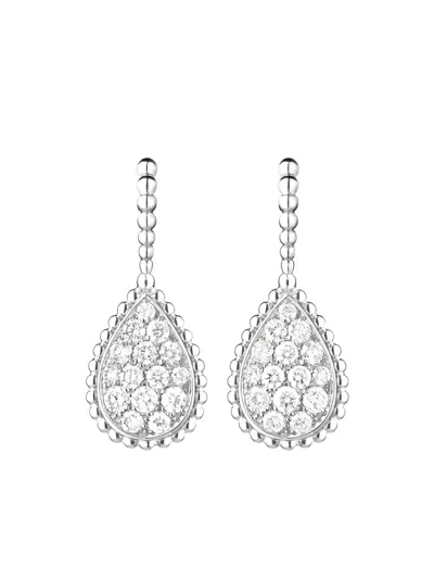 Boucheron 18k White Gold Serpent Bohème Sleepers Diamond Earrings In Silver
