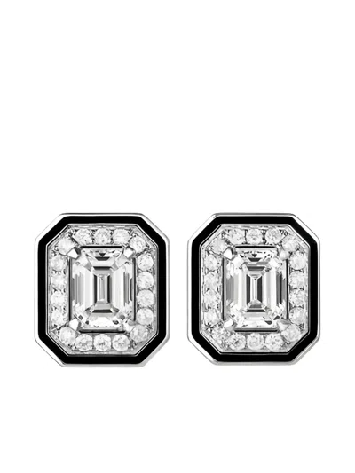 Boucheron 18k White Gold Vendôme Liseré Diamond Earrings In Silver