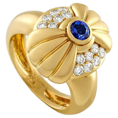 Pre-owned Boucheron 18k Yellow Gold 0.40ct Diamond And Sapphire Ring Circa 1970