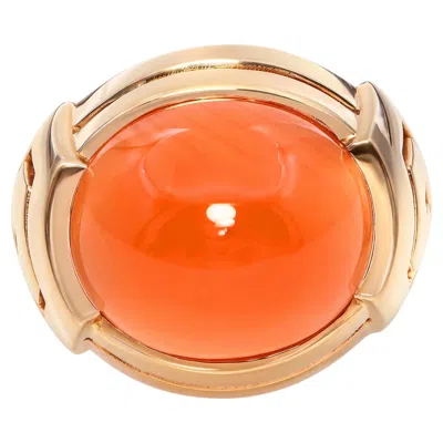 Pre-owned Boucheron 18k Yellow Gold And Carnelian Greek Ring