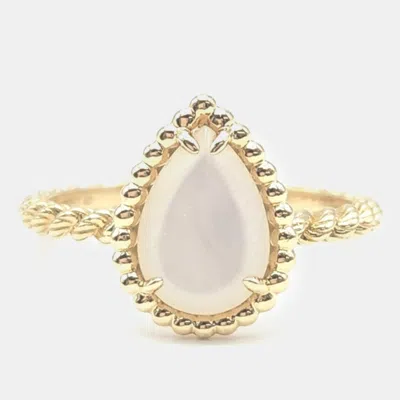 Pre-owned Boucheron 18k Yellow Gold And Mother Of Pearl Serpent Boheme Ring 54