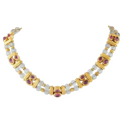 Pre-owned Boucheron 18k Yellow Gold Tourmaline And Rock Crystal Necklace Bo14-060326