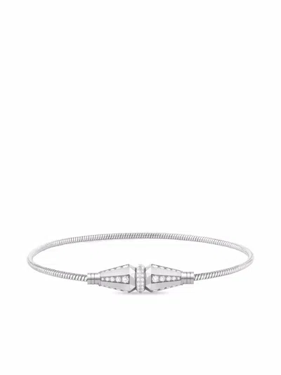 Boucheron 18kt Yellow Gold Single Wrap Diamond Bracelet In Silver