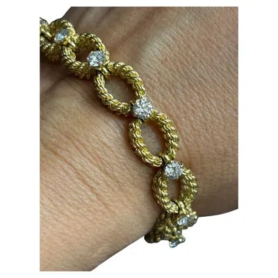 Pre-owned Boucheron 1950s 18k Gold Diamond Bracelet, Handmade Retro Design In Multi