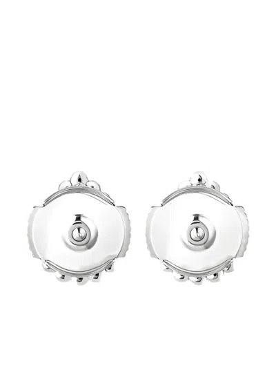Boucheron 19k White Gold Serpent Bohème Diamond Stud Earrings In Silver