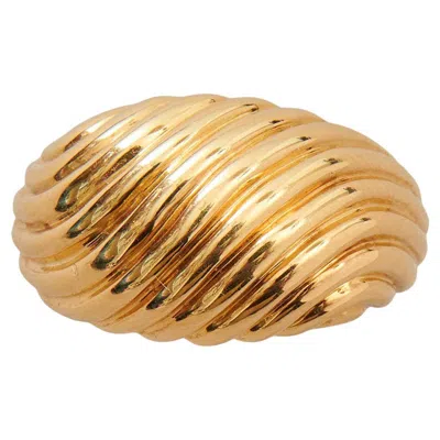 Pre-owned Boucheron An 18k Gold  Ribbed Dome Ring In Multi