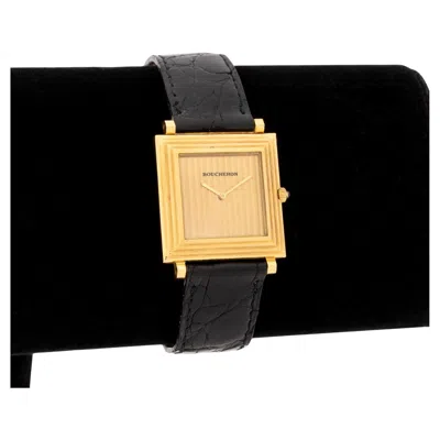 Pre-owned Boucheron Art Deco 18k Yellow Gold Square Reflet Watch, 20th Century
