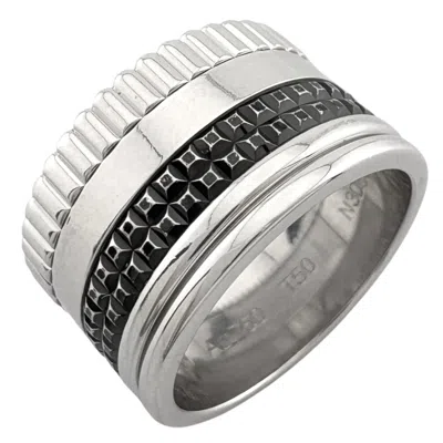 Pre-owned Boucheron Black White Gold White Gold (18k) Band Ring ()