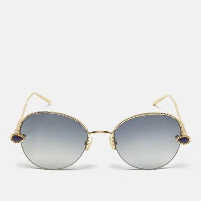 Pre-owned Boucheron Blue/gold Tone Gradient Bc0079s Aviator Sunglasses