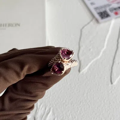 Pre-owned Boucheron Boheme 18k Rose Gold Garnet Ring Eu 51