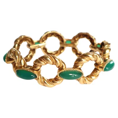 Pre-owned Boucheron Bracelet In Yellow Gold 18 Carat With Chrysoprase 1960