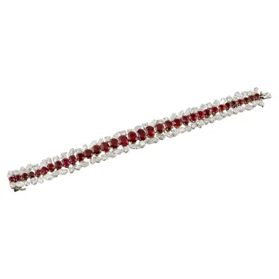 Pre-owned Boucheron Burma Ruby & Diamond Platinum Bracelet, C.1965 In Multi