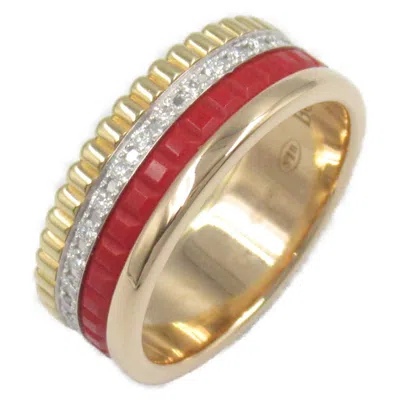 Pre-owned Boucheron Clear Red Color Yellow Gold (18k) Pink Gold (18k) White Gold (18k) Ceramic Band Ring (pre-