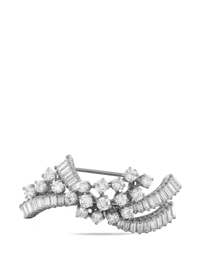 Pre-owned Boucheron Diamond Platinum Brooch In Silver