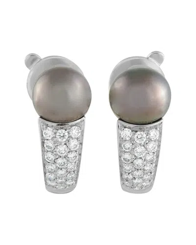 Boucheron Dnu Dupe Skus  18k 0.35 Ct. Tw. Diamond & Pearl Clip-on Earring (authentic Pre- Loved) In Metallic