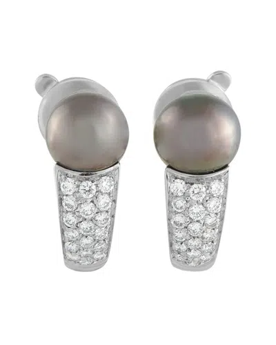 Pre-owned Boucheron Dnu Dupe Skus  18k 0.35 Ct. Tw. Diamond & Pearl Clip-on Earring (authentic Pre-loved)