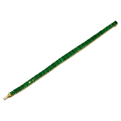 Pre-owned Boucheron Emerald Tennis Bracelet 18k Yellow Gold