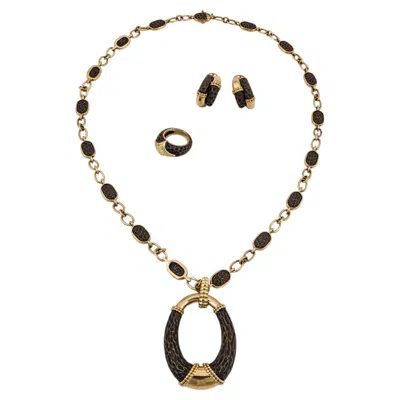Pre-owned Boucheron Estate  Bronze And 18k Gold Jewelry Suite In Multi