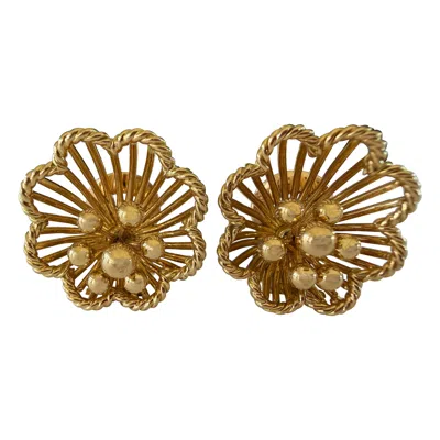 Pre-owned Boucheron Estate  Paris 18k Yellow Gold Floral Clip-on Earrings
