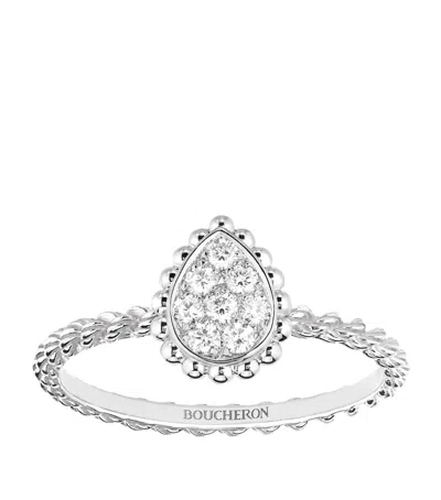 Boucheron Extra Small White Gold And Diamond Serpent Bohème Motif Ring