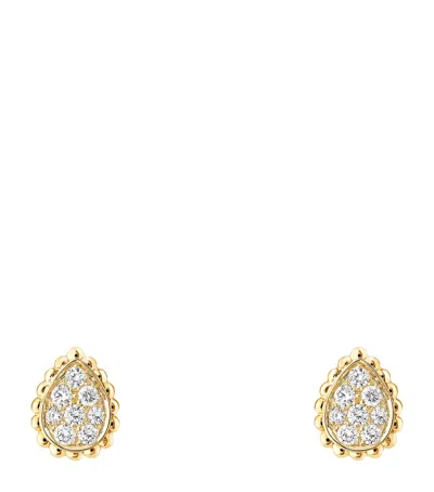 Boucheron Extra Small Yellow Gold And Diamond Serpent Bohème Motif Earrings