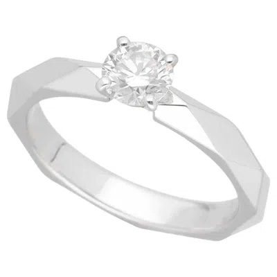 Pre-owned Boucheron Facet Solitaire Diamond 0.47ct E-vvs2-vg 18k White Gold Ring Us 5 3/4