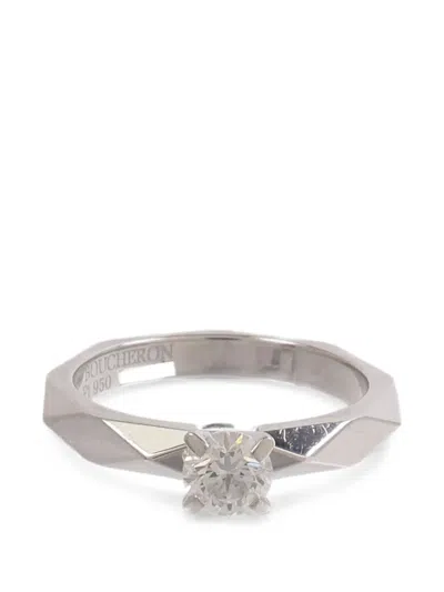 Pre-owned Boucheron Facette Diamond Ring In Silver
