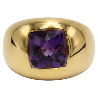 Pre-owned Boucheron French 18k Yellow Gold Amethyst Ring, Signed Vintage Jewel