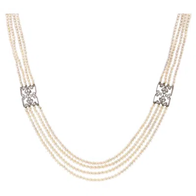 Pre-owned Boucheron French 1928  Diamonds Fine Pearls Necklace In Multi