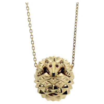 Pre-owned Boucheron Hans The Hedgehog Ruby Eyes 18k Yellow Gold Chain Pendant Necklace