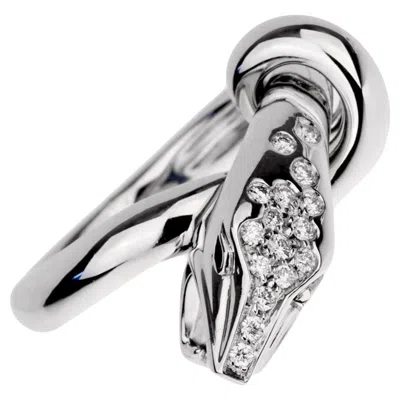 Pre-owned Boucheron Kaa Diamond Snake 18k White Gold Cocktail Ring Sz 5