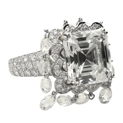 Pre-owned Boucheron "laperouse" 8.03 Carat Emerald Cut G Vs1 Gia Certified Diamond Ring In Green