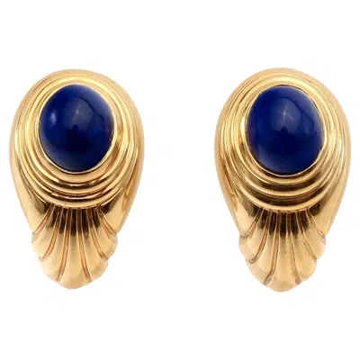 Pre-owned Boucheron Lapis Gold Ear Clips In Multi