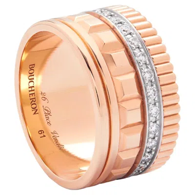 Pre-owned Boucheron Large Rose Gold And Diamond Radiant Ring In Red