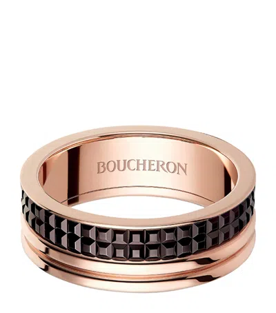 Boucheron Women's Quatre Classique Two-tone 18k Gold & Brown Pvd Large Wedding Band In Pink Gold