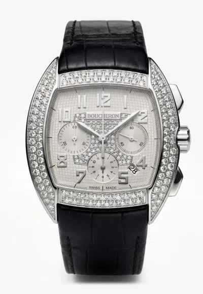 Boucheron Mec Chronograph 41mm Stainless Steel And Diamond Watch In White