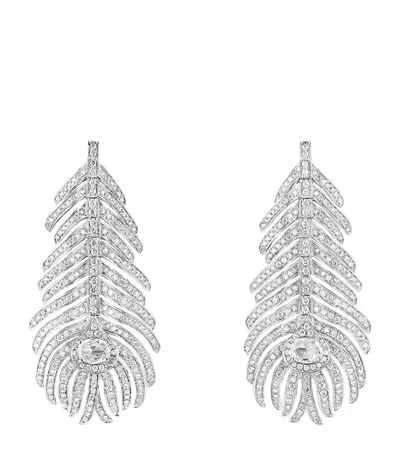 Boucheron Medium White Gold And Diamond Plume De Paon Earrings