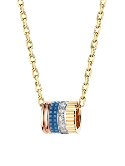 Boucheron Men's Unisex Quatre Blue Edition Tri-tone 18k Gold, Hyceram & 0.17 Tcw Diamond Pendant Necklace In Gray