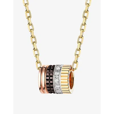 Boucheron Mixed Gold And Diamond Quatre Classique Pendant Necklace In Yellow Gold