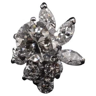 Pre-owned Boucheron Mid-century Diamond Floral Cocktail Ring White Gold French 1950s 1960s