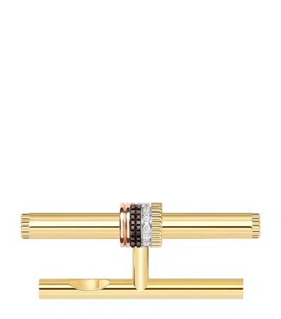 Boucheron Mixed Gold And Diamond Quatre Classique Double Finger Ring