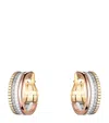 Boucheron Mixed Gold And Diamond Quatre White Hoop Earrings In Pink
