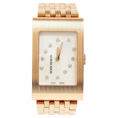 Pre-owned Boucheron Montre Reflets Grand Modele Quartz Diamants Yellow Gold Watch