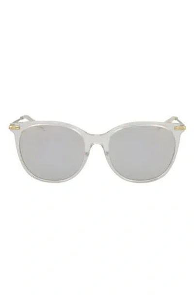 Boucheron Novelty 53mm Round Sunglasses In Shiny Silver Glitter Crystal