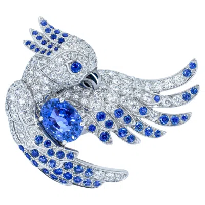 Pre-owned Boucheron Nuri Parrot Ring 2.66ct Sapphire Diamond 18k White Gold