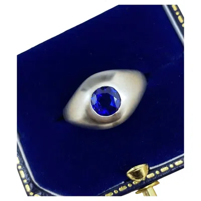 Pre-owned Boucheron Paris 1.30ct Natural Cambodian (pailin) Sapphire Platinum Signet Ring. In Blue