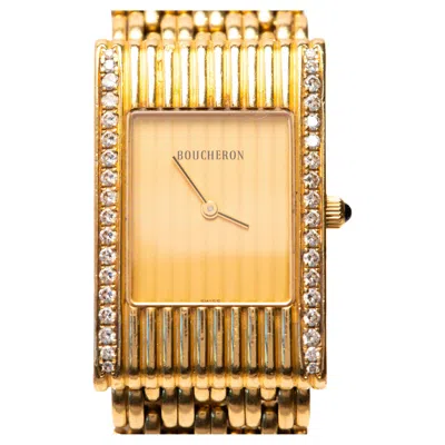 Pre-owned Boucheron Paris 18k Gold Ladies Watch – Diamond Bezel, Interchangeable Strap In Multi