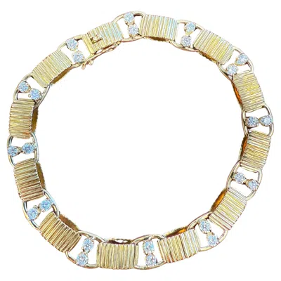 Pre-owned Boucheron Paris 18k Yellow Gold & Diamond Link Bracelet 1970s Vintage