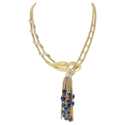 Pre-owned Boucheron Paris 1950's Sapphire Diamond 18k Yellow Gold Platinum Tassel Necklace