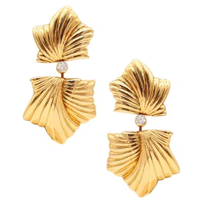 Pre-owned Boucheron Paris Dangle Drop Earrings In 18kt Yellow Gold With Vvs Diamonds
